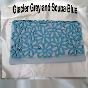 Daisy Clutch Crossbody Grey and Blue NWT